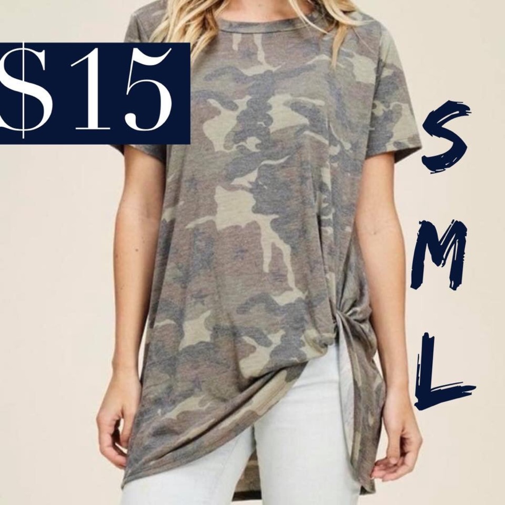 New Camo tee with side knot
